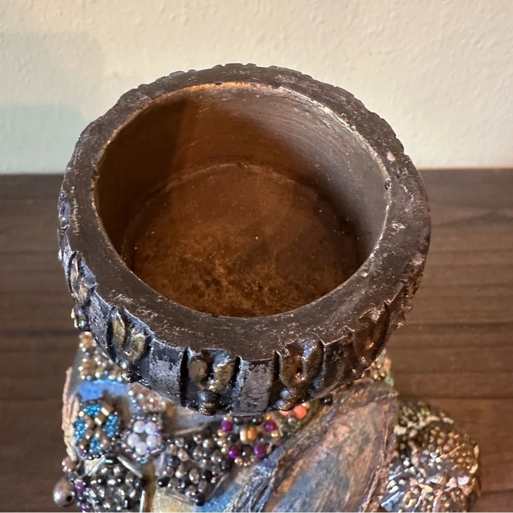 Boho Bohemian Luxe Bejeweled Decorative‎ Bottle Vase Vintage